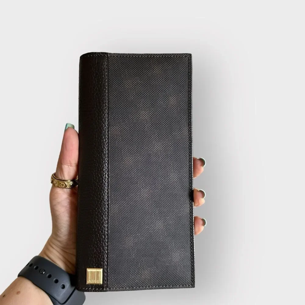 Dunhill Leather Long Wallet Continental Bifold Dark Brown